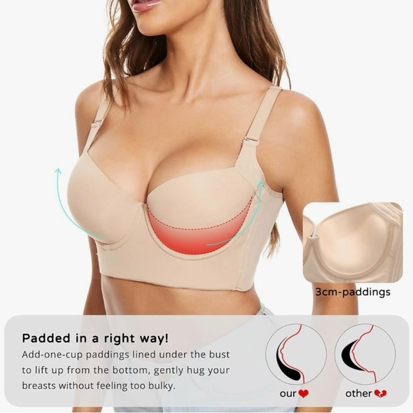 Womens push up corset, back smoothing underwire bra. Nude. - Picture 4 of 5